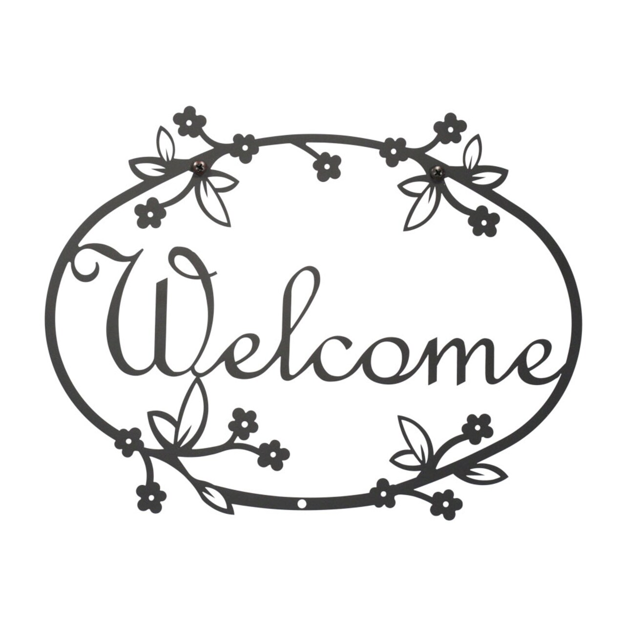 Village Wrought Iron Home Wall Decorative Indoor Black Floral - Welcome Sign Medium